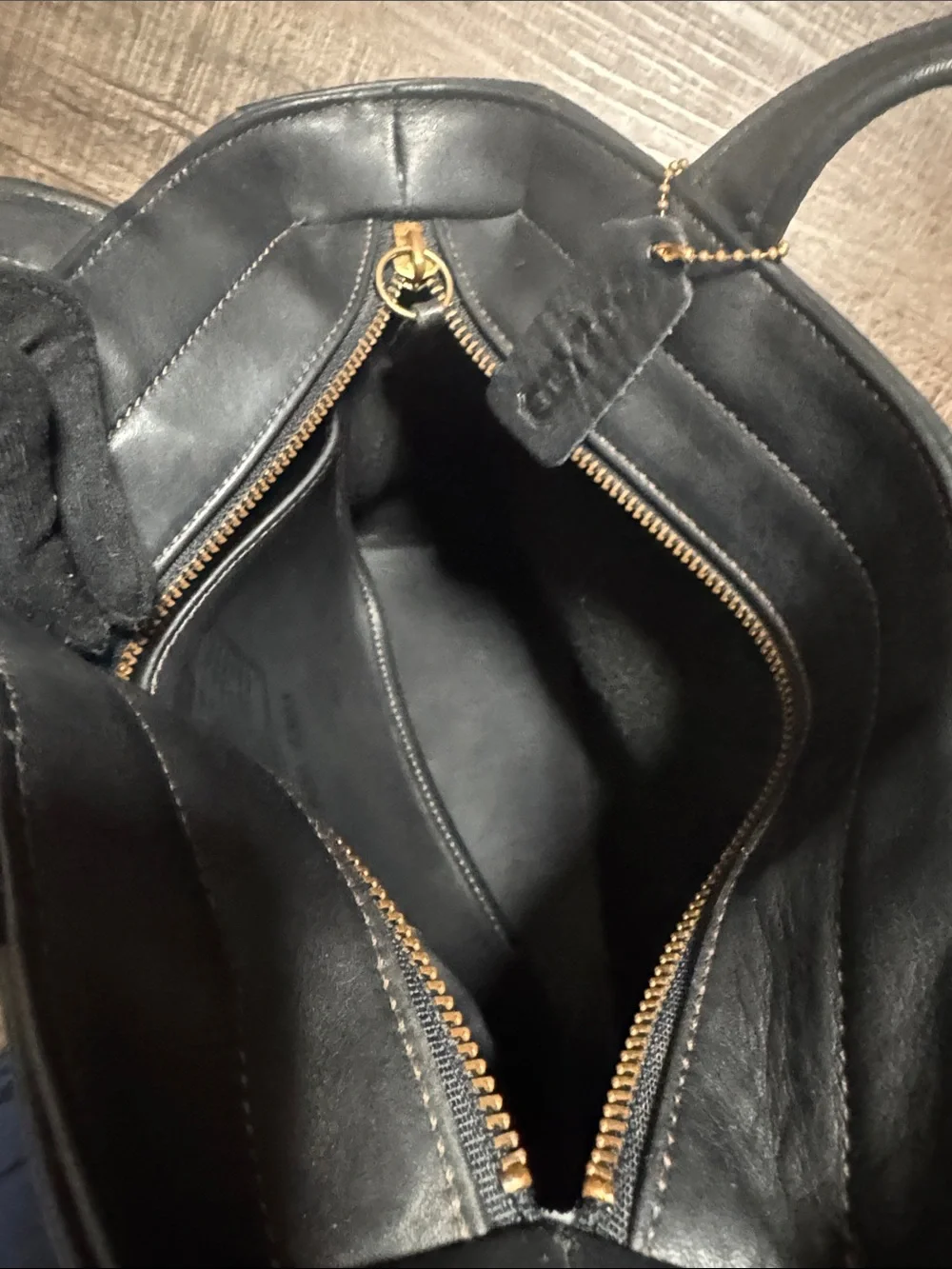 vintage black leather Coach Bleecker Satchel